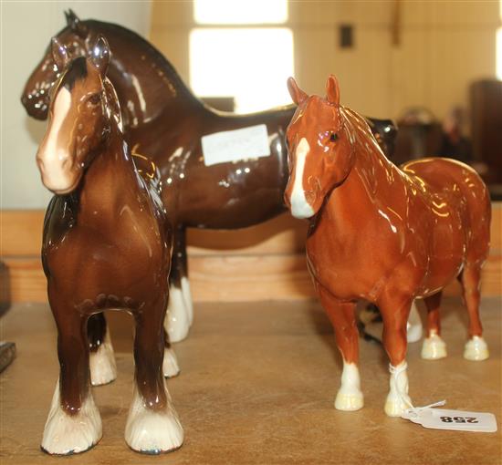 3 Beswick horses